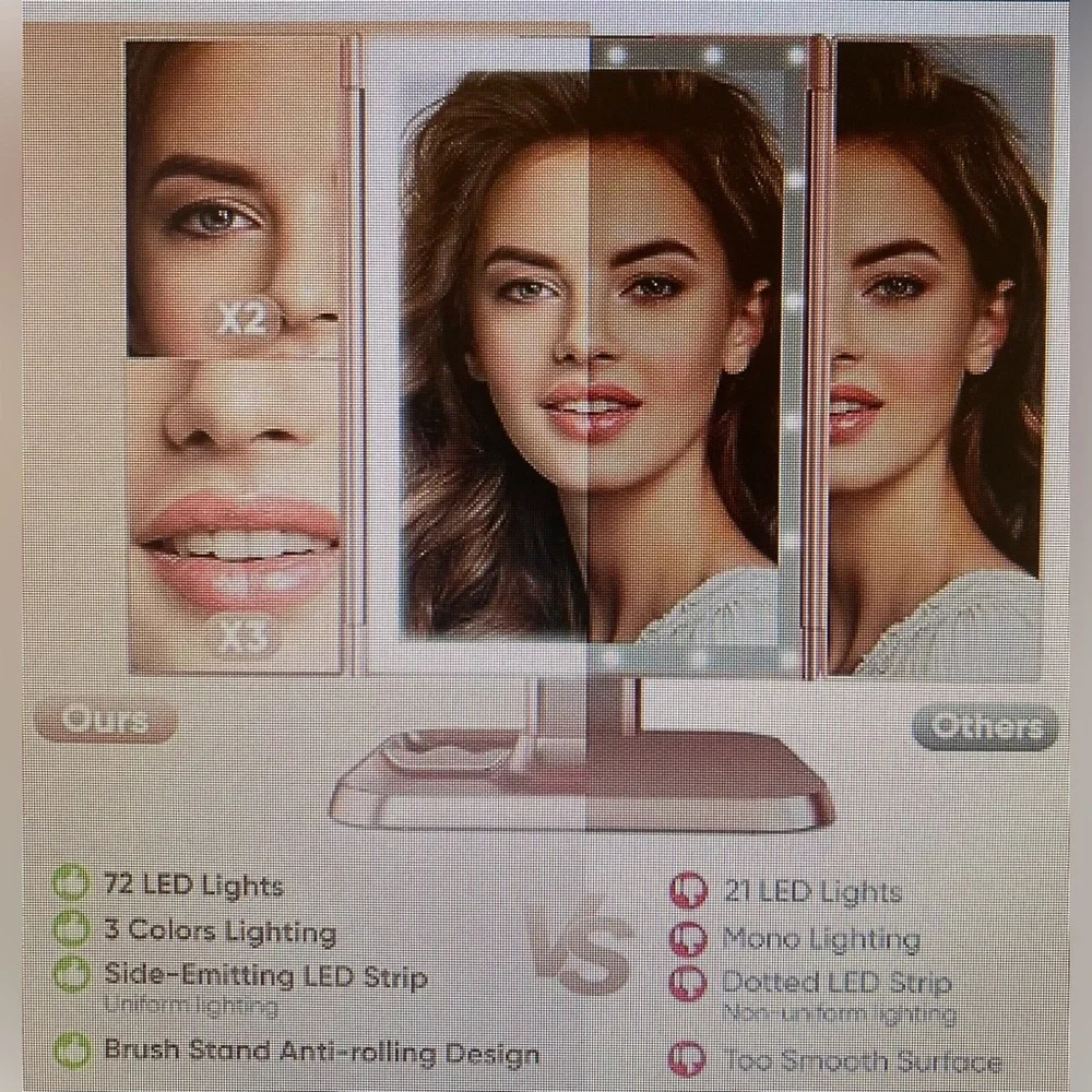 New in box HORM 3 color lighting make up mirror - Picture 5 of 6
